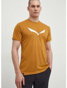 Salewa sportos póló Solidlogo barna, nyomott mintás