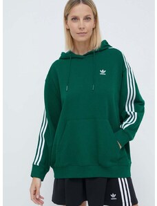 adidas Originals felső 3-Stripes Hoodie OS zöld, női, nyomott mintás, kapucnis, IN8400