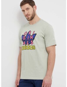 adidas Originals pamut póló zöld, férfi, nyomott mintás, IS0231