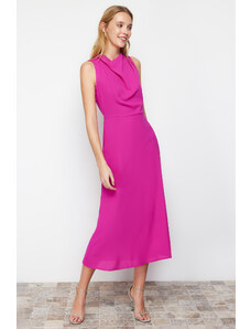 Trendyol Pink Detachable Collar Cut Out Detailed Woven Midi Dress