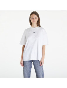 Női póló Calvin Klein Jeans Woven Label Rib Short Sleeve Tee White