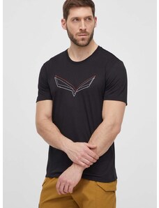 Salewa sportos póló Pure Eagle Frame Dry fekete, nyomott mintás