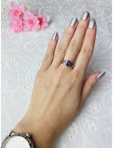 Webmoda Női ezüst gyűrű lila kristállyal 10