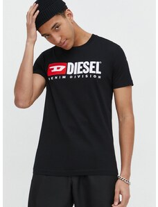Diesel pamut póló fekete, férfi, nyomott mintás