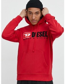 Diesel pamut melegítőfelső piros, férfi, nyomott mintás, kapucnis