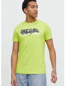 Diesel pamut póló zöld, férfi, nyomott mintás