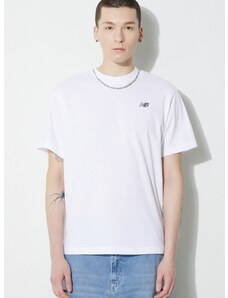 New Balance pamut póló Small Logo fehér, férfi, nyomott mintás, MT41509WT