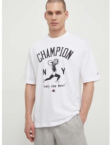 Champion pamut póló fehér, férfi, nyomott mintás, 219856