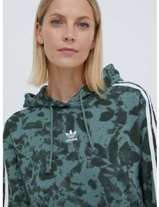 adidas Originals pamut melegítőfelső zöld, női, mintás, kapucnis, IX5999