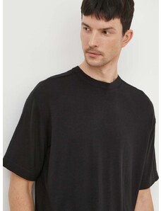 Calvin Klein póló selyemkeverékből fekete, sima