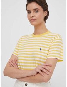 Polo Ralph Lauren pamut póló női, sárga