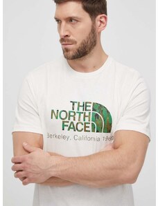The North Face pamut póló bézs, férfi, nyomott mintás