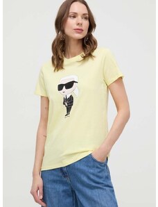 Karl Lagerfeld pamut póló női, sárga