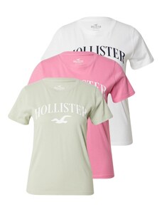 HOLLISTER Póló pasztellzöld / világos-rózsaszín / fekete / fehér