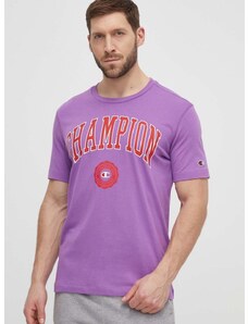 Champion pamut póló lila, férfi, nyomott mintás, 219852