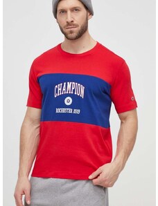Champion pamut póló piros, férfi, nyomott mintás, 219853