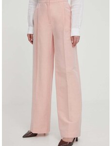 Barbour nadrág vászonkeverékből rózsaszín, magas derekú széles