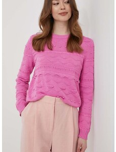 United Colors of Benetton pamut pulóver könnyű, rózsaszín