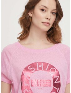 Mos Mosh póló vászonkeverékből rózsaszín