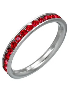Ekszer Eshop - Rubinvörös cirkonköves gyűrű, nemesacélból D4.6 - Nagyság: 49