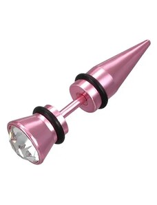 Ekszer Eshop - Fake piercing neon rózsaszín nagy cirkóniával ellátva E18.14