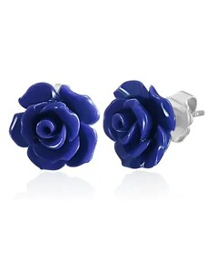 Ekszer Eshop - Fülbevaló sebészeti acélból, kék rózsa, stekkerek G20.25
