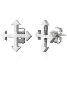 Ekszer Eshop - Acél fülbevaló ezüst árnyalatban - négy égtáj X12.07