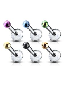 Ekszer Eshop - Golyós áll piercing, aloxált titánium W34.37/38/Z45.08 - A piercing hossza: 6 mm, A piercing színe: Lila