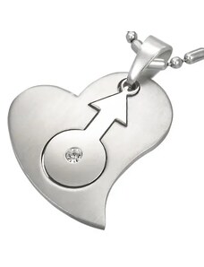 Ekszer Eshop - Acél medál - szív és férfi szimbólum G19.24