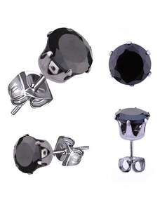 Ekszer Eshop - Fekete fülbevaló acélból - csiszolt kristály cirkóniából J12.11