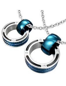 Ekszer Eshop - Medál párok részére - masszív kék gyűrűk, cirkóniák R14.15
