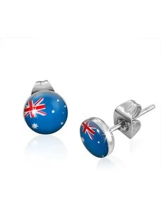Ekszer Eshop - Bedugós acél fülbevaló - ausztrál zászló R21.13