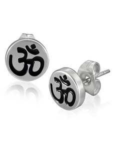 Ekszer Eshop - Stekkeres acél fülbevaló - hindu ÓM szimbólum AC05.06