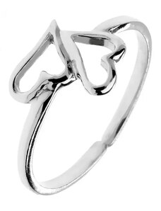 Ekszer Eshop - Gyűrű 925-ös ezüstből - két szabálytalan szív, állítható méret C23.20