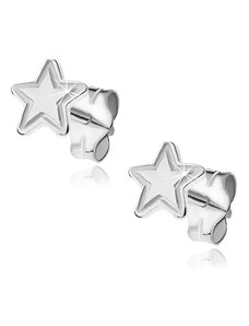 Ekszer Eshop - Bedugós ezüst fülbevaló - ötágú gravírozott csillag Q10.5
