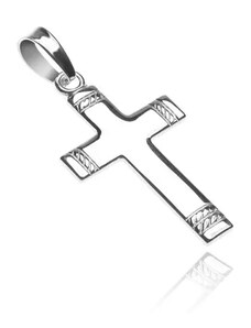 Ekszer Eshop - Fényes ezüst kereszt - fényes kötélminta a szárakon X35.3