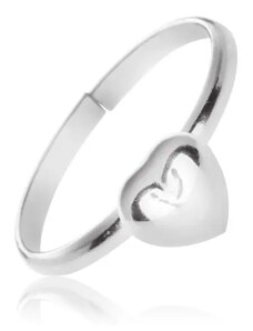 Ekszer Eshop - Gyűrű kiemelkedő teljes szívvel - ezüst X8.18