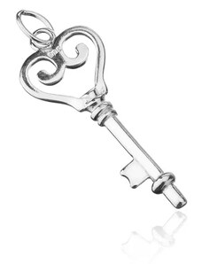 Ekszer Eshop - Medál 925 ezüstből - szívecskés kulcs X30.4