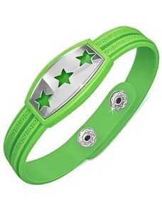 Ekszer Eshop - Zöld gumikarkötő - tábla csillagokkal, görög sorminta AA35.12
