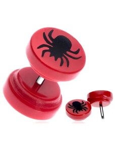 Ekszer Eshop - Fake piercing a fülbe - fekete pók piros alapon PC33.22
