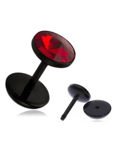 Ekszer Eshop - Fake plug a fülbe - akrilból, piros színű, csiszolt cirkónia PC31.20