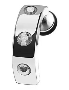 Ekszer Eshop - Hamis acél piercing fülbe - sáv, átlátszó cirkóniák PC30.20