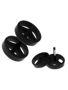 Ekszer Eshop - Fényes akril fake plug fülbe - fekete békeszimbólum PC28.03