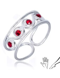 Ekszer Eshop - Gyűrű 925 ezüstből - S minta piros kövekkel R20.19