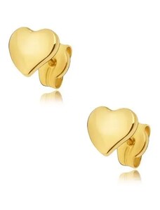 Ekszer Eshop - Fülbevaló 14K sárga aranyból - lapos tükörfényű szabálytalan szívek GG22.04