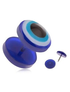 Ekszer Eshop - Kerek, akryl fake plug fülbe, kék szem W34.15