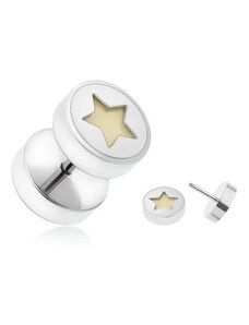 Ekszer Eshop - Hamis piercing fülbe acélból, sötétben világító ötágú csillag I16.04