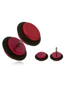 Ekszer Eshop - Piros fake plug fülbe, fényes, akryl kerekek PC01.10