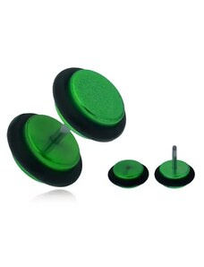 Ekszer Eshop - Hamis plug fülbe, fényes, zöld, akryl kerekek PC01.17