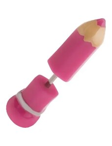 Ekszer Eshop - Akril fake piercing fülbe, rózsaszín ceruza PC20.23